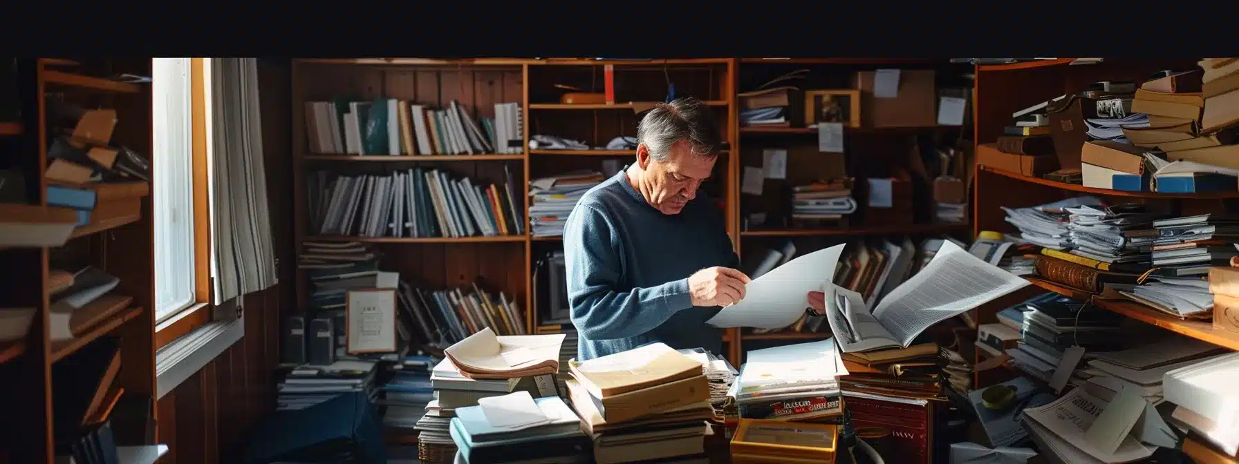 a homeowner meticulously cataloging their possessions in a well-organized, clutter-free space, with important documents and receipts neatly stored nearby for quick access during the insurance claim process.