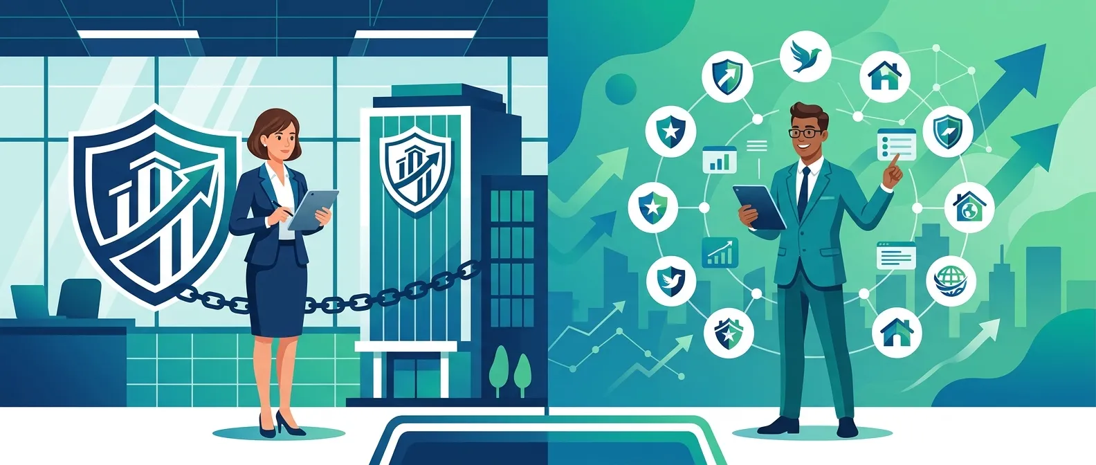 Illustration comparing independent insurance agents versus captive agents