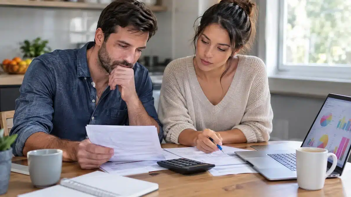 Minnesota couple reviewing life insurance costs at their kitchen table
